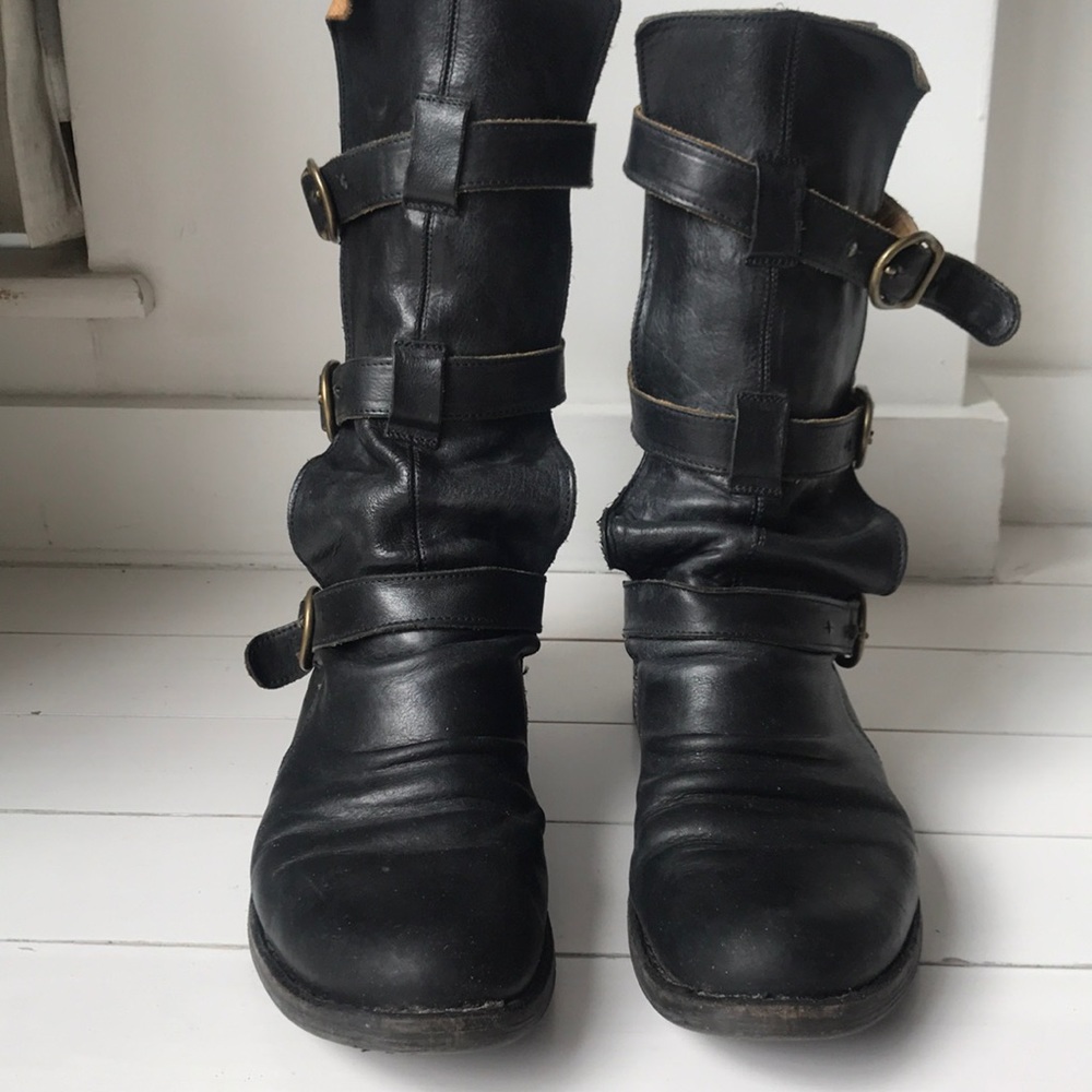 Fiorentini + Baker 7040 Black Leather Moto boot